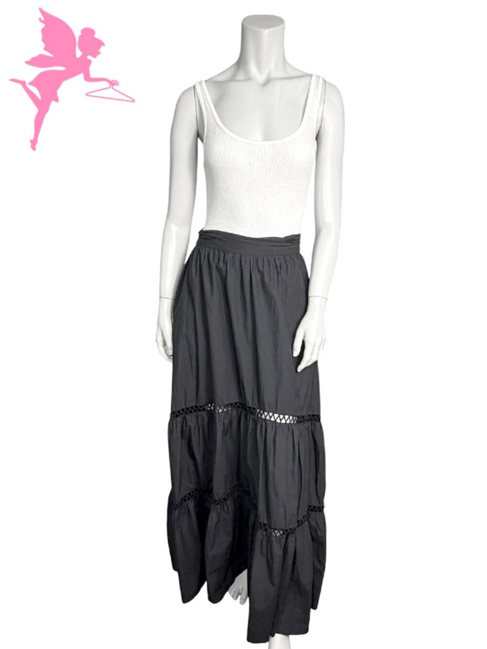 SOUTHERN FROCK Cotton Maxi Skirt With Crochet Tier Trim - Picture 2 of 8